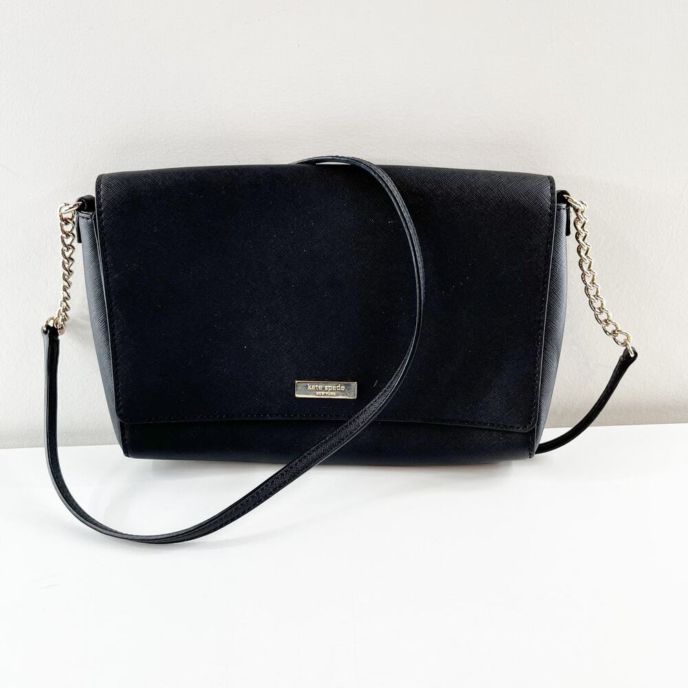 Kate Spade Rectangle Crossbody Purse Bag Leather Black - Picture 2 of 7